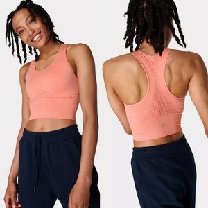NEW Sweaty Betty Stamina Longline Sports Bra Blush Pink Size XS Fitness Top NWOT